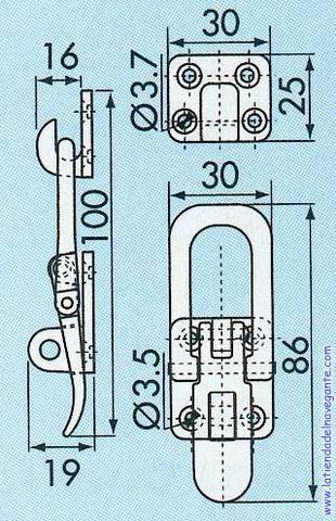 Cerrojo Tensor Laton 100x30 mm