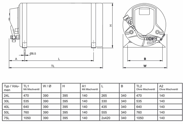 Calentador ISOTEMP Basic 30