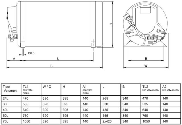 Calentador ISOTEMP Basic 75