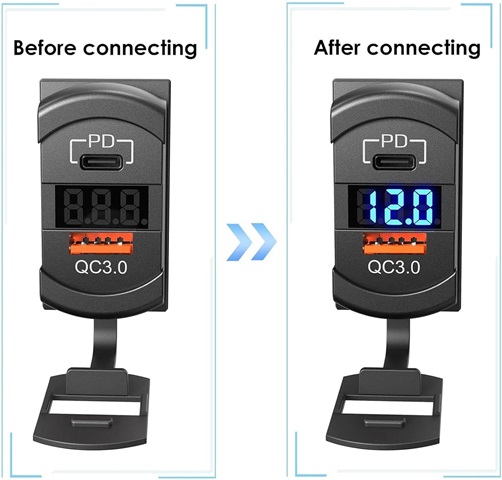Toma USB 3.0 A/C Basculante Voltimetro