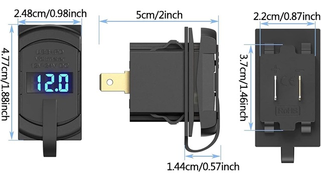 Toma USB 3.0 A/C Basculante Voltimetro
