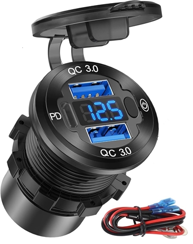 Toma USB A/C(x2) Voltimetro