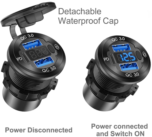 Toma USB A/C(x2) Voltimetro