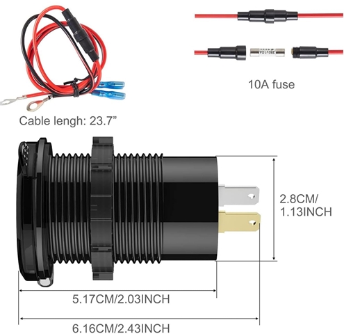 Toma USB A/C(x2) Voltimetro