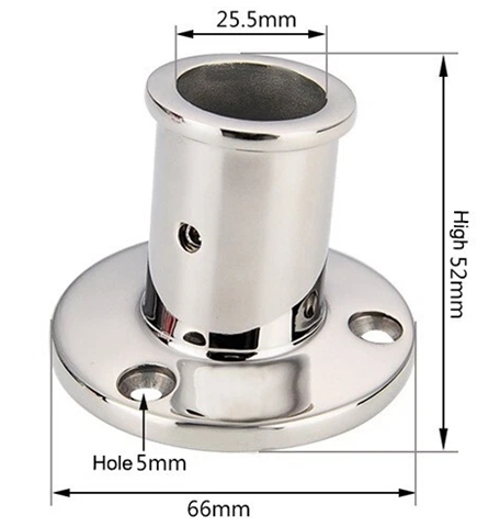 Base Asta Cubierta Inox 25mm